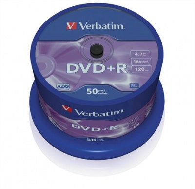 DVD-R lemez, AZO, 4,7GB, 16x, 50 db, hengeren, VERBATIM