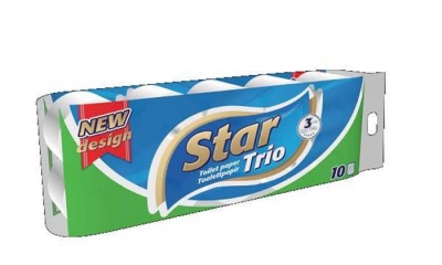 Toalettpapír, 3 rétegű, kistekercses, 10 tekercs, "Star Trio"