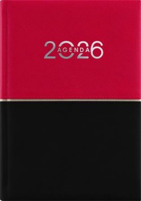 Naptár, tervező, B6, heti, DAYLINER "Contrast", piros-fekete