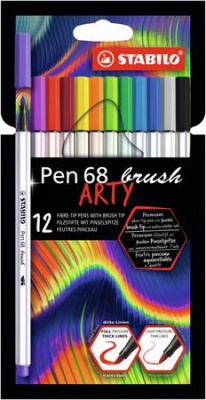 Ecsetirón készlet, STABILO "Pen 68 brush ARTY", 12 különböző szín